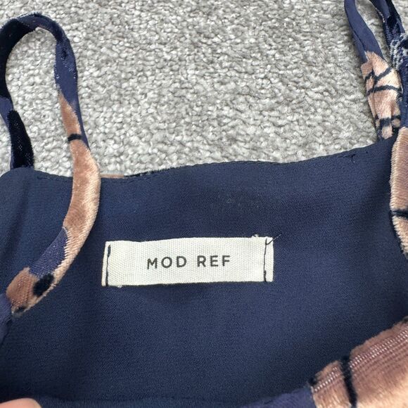 Mod Ref Floral Halter Maxi Tank Dress Womens Small Navy Velvet Burnout Bohemian - Picture 5 of 14